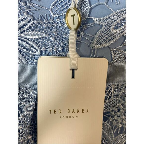 Ted Baker London Women's Floral Mixed Valens Lace Midi Dress Blue Size 4-6 NWT - Picture 9 of 13